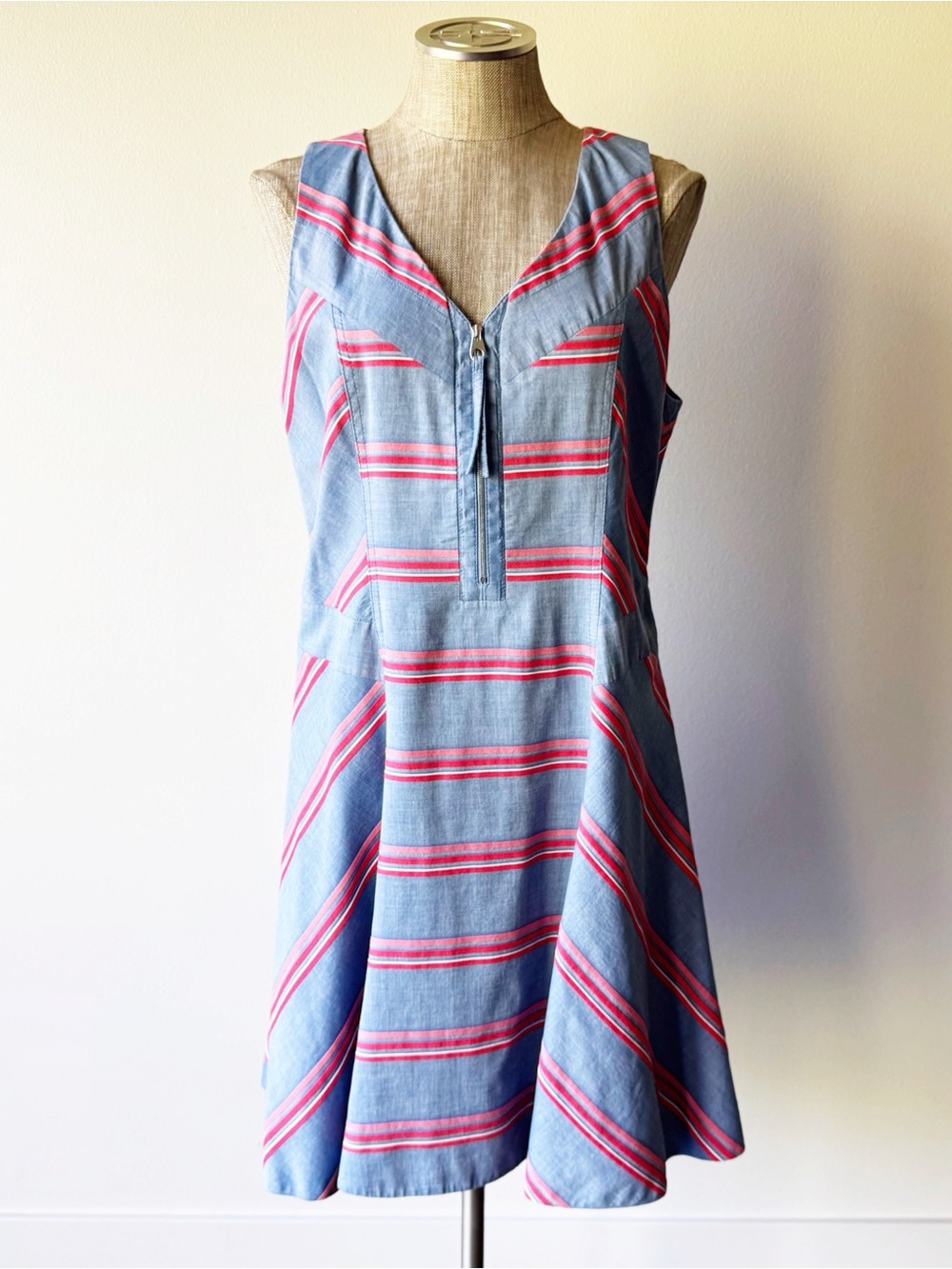 Karen Millen Y2K Blue and Peachy Pink Striped Dress